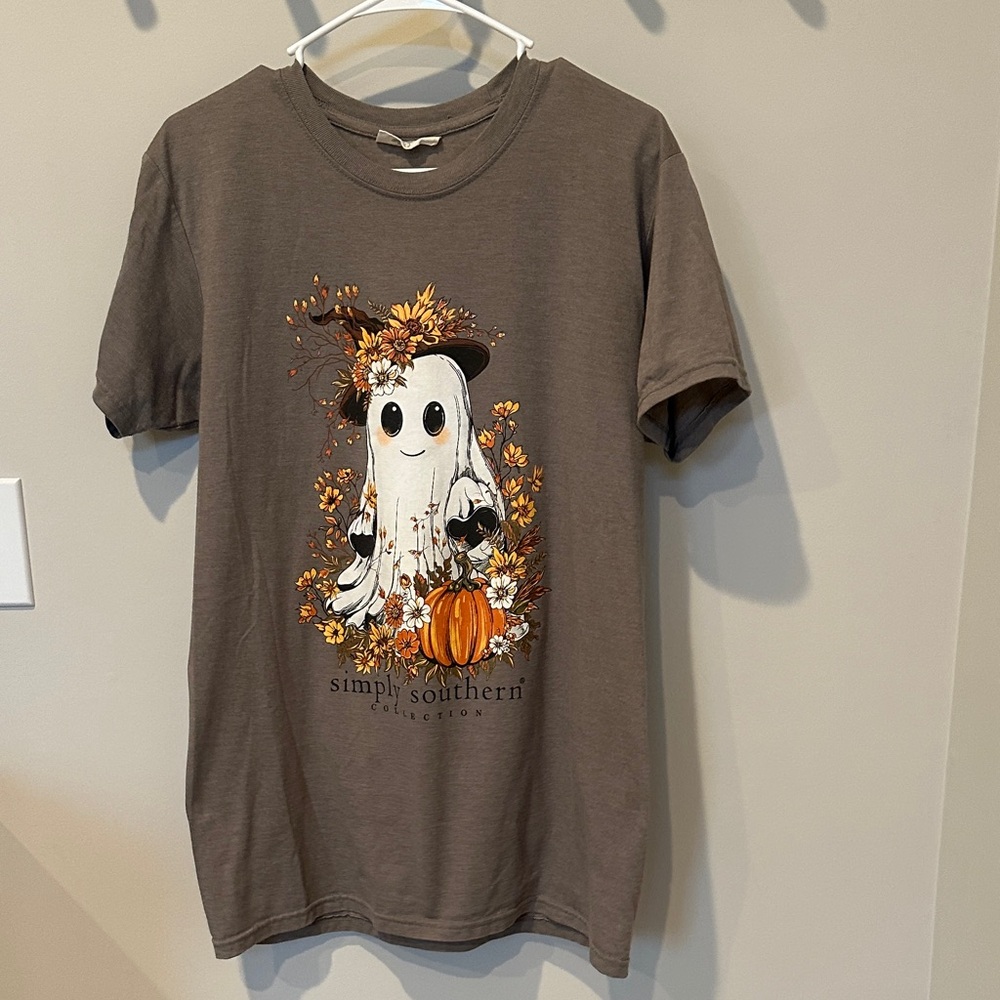 Simply Southern Brown Ghost and Pumpkin Tee